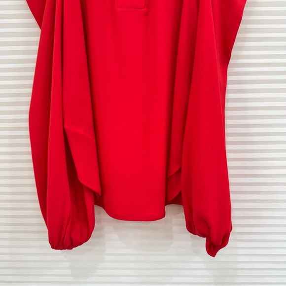 BCBGMaxazria Weiss Cold Shoulder Peasant Blouse Top in Red Berry Size XS - Picture 6 of 13
